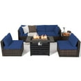 thumbnail image 1 of Gymax 7PCS Patio Rattan Furniture Set 42'' Fire Pit Table w/ Cover Cushioned Navy, 1 of 10