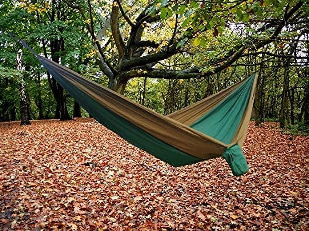 Ovente Outdoor Camping Hammock 485 Pounds Capacity with 2 Meter Rope and Parachute Grade Nylon, Heavy Duty Carabiner and Free Hammock Bag Gear, with Tree Straps for Easy Installation, Green HKA95G