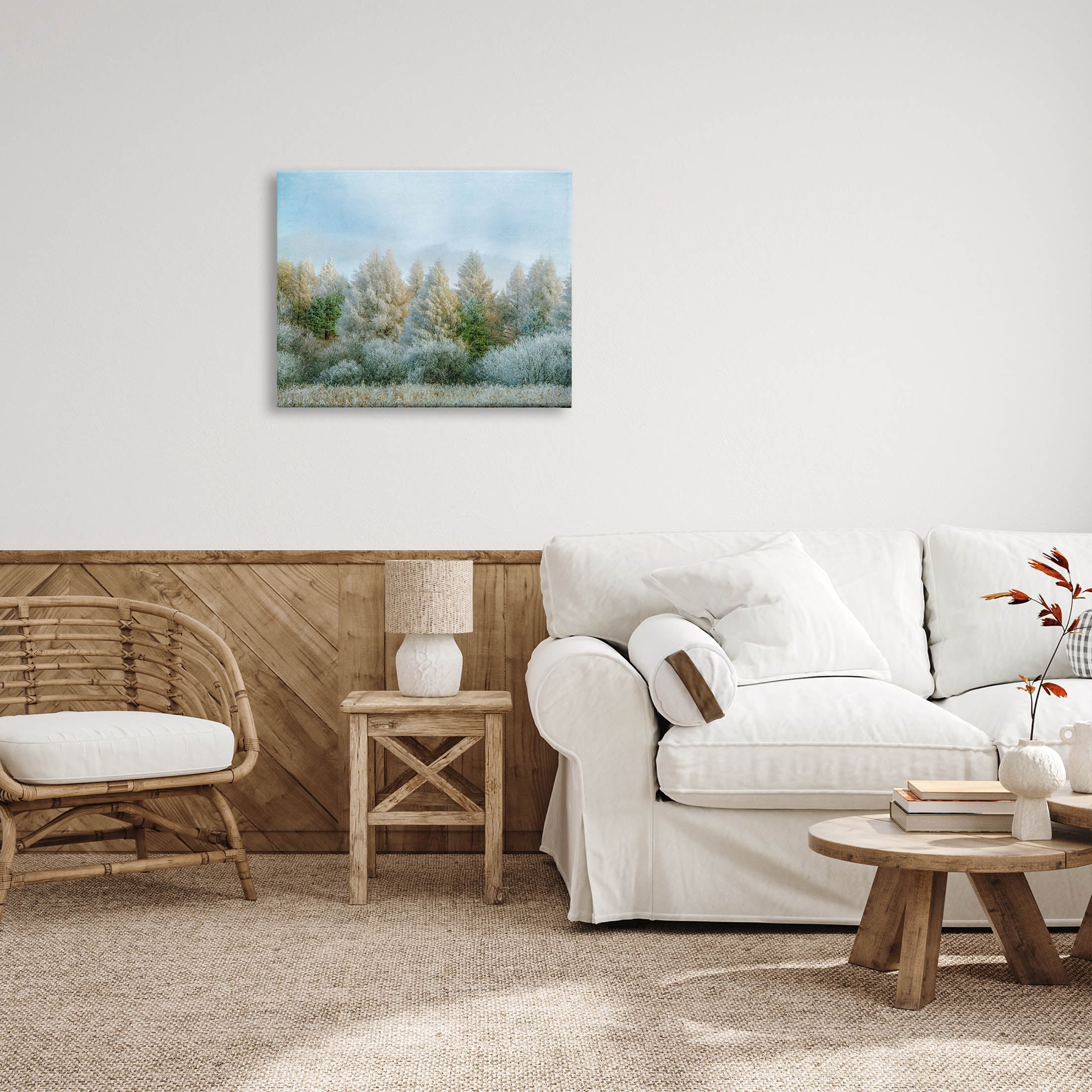 Woodland Grove Forest Trees Landscape Photograph Gallery Wrapped Canvas Print Wall Art