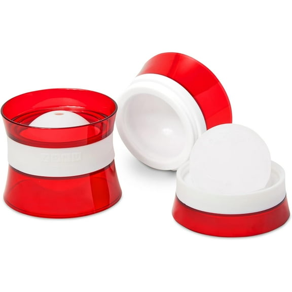 ZOKU Set of 2 Silicone Ice Ball Molds, 2.5-Inch Cocktail Ice Ball Makers, Leak-free, BPA-Free, Red