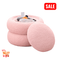 thumbnail image 2 of Tcbosik Round Storage Ottoman with Tray Lid, 15 inch Upholstered Teddy Velvet Footrest, Foot Stool for Small Space, Living Room, Bedroom, Entryway, Pink, 2 of 7