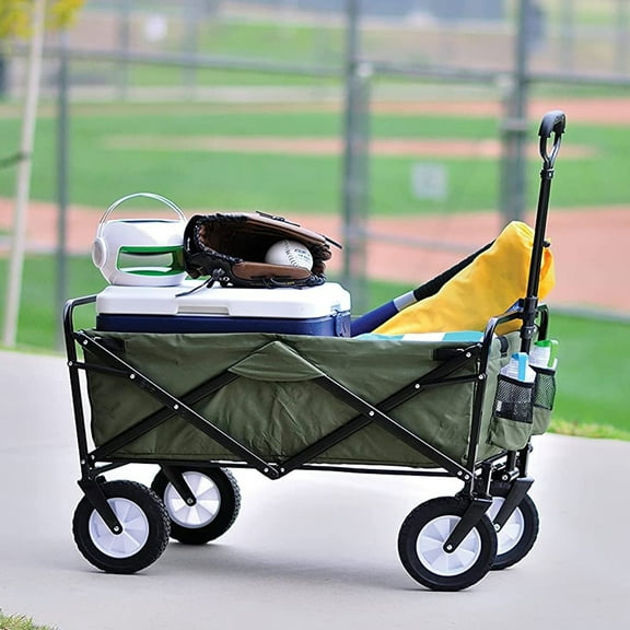 Tory Carrier Utility Folding Collapsible Outdoor Cart Garden Wagon Cart 220lbs Green Metal