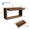thumbnail image 3 of Noble House Weyburn Modern Fluted Console Table with Drawers, Solid Wood Veneer Sofa Table for Living Room, Walnut, 3 of 9