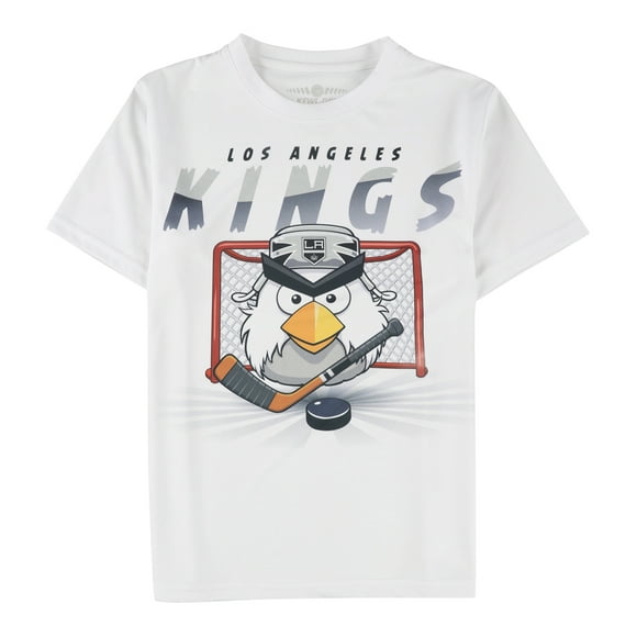 Level Wear T-Shirt Graphique de Gardien de But de Hockey de Garçons la Kings, Blanc, L
