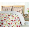 thumbnail image 5 of Ambesonne Spring Duvet Cover Sets, Beauty of Summer Blossoms, 2-Queen, Red Yellow Green and Grey, 5 of 7