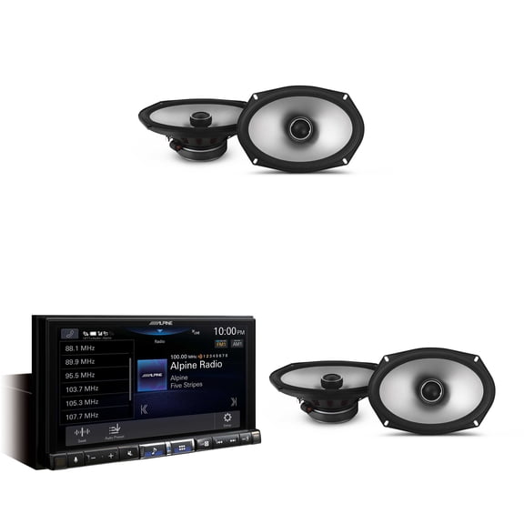 Alpine iLX-507 7" Multimedia Receiver Wireless Apple CarPlay & Wireless Android Auto & 2 Pairs Alpine S2-S69 Type S 6x9 Coax Speakers