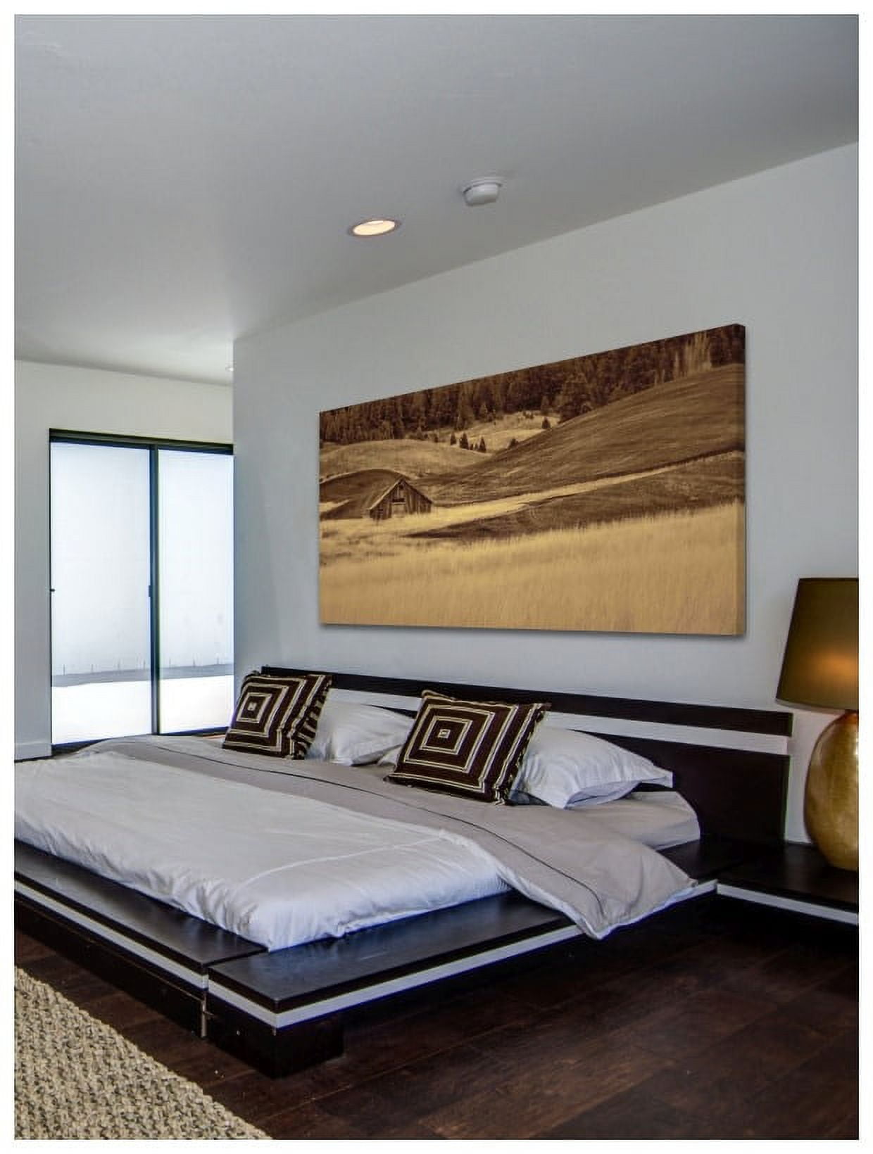 "Brown Barn in the Blonde Grasses" Painting Print on Canvas