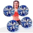 thumbnail image 1 of 4pcs Metallic Foil Cheerleading Pom Poms, Premium Cheerleader Pompoms Kit, Cheering Hand Flowers 9.8 Inches, 1 of 5