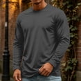thumbnail image 3 of Men's T-Shirt Long Sleeve Crew Neck Casual Soft Basic Tee Shirts Dark Gray 2XL, 3 of 10