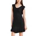 thumbnail image 1 of Vestidos de punto midi con volantes de cuello redondo casuales para mujer INSPIRE CHIC XL Negro, 1 of 6