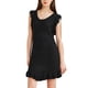 thumbnail image 1 of Vestidos de punto midi con volantes de cuello redondo casuales para mujer INSPIRE CHIC XL Negro, 1 of 6