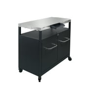 Expert Grill Outdoor BBQ Prep Cart with Wheels, Stainless Steel Top & Storage Shelves