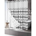 thumbnail image 3 of No Hook Shower Curtain with Snap-in Liner, Vintage Bohemia Waterproof Fabric Bathroom Curtains, Abstract Geometric Art Simple Boho Dark Gray Bath Curtains & Mesh Top Window 66"x72", 3 of 9