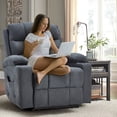 thumbnail image 2 of YODOLLA Oversized Nursery Electric Recliner Chair, Power Sofa with USB & Cup Holders, Breathable Leather Fabric, Home Theater Seating in Grey, 2 of 6