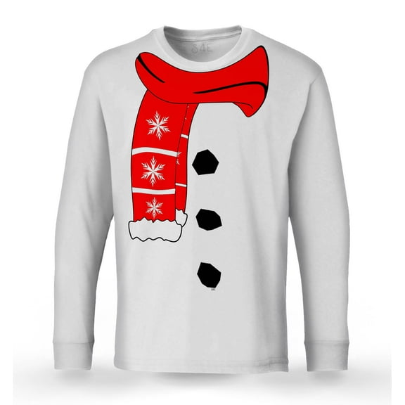 Shop4Ever Men's Snowflake Scarf Snowman Costume Shop4Ever Men's Snowflake Scarf Snowman Costume Long Sleeve ShirtXXX-Large White