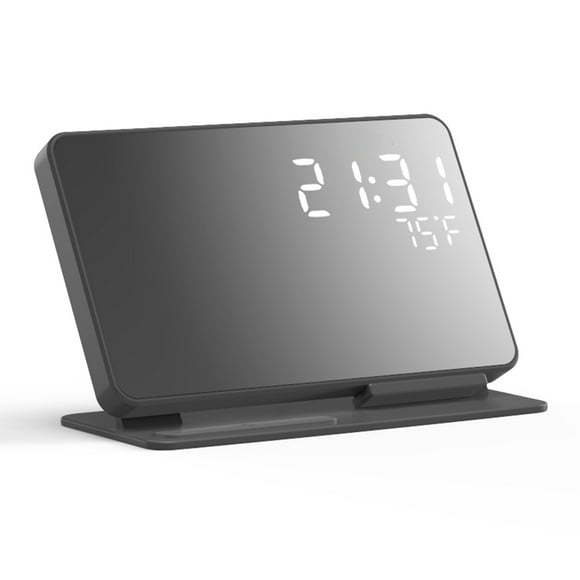 Chargeur Sans Fil 4-en-1 Compatible pour Iphone Iwatch Station de Charge Rapide 15w Réveil Numérique Led Thermomètre