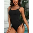 thumbnail image 3 of Womens Tummy Control One Piece Monokini Swimwear Side Tie Bath Suit Sexy Ribbed Swimsuit, 3 of 7