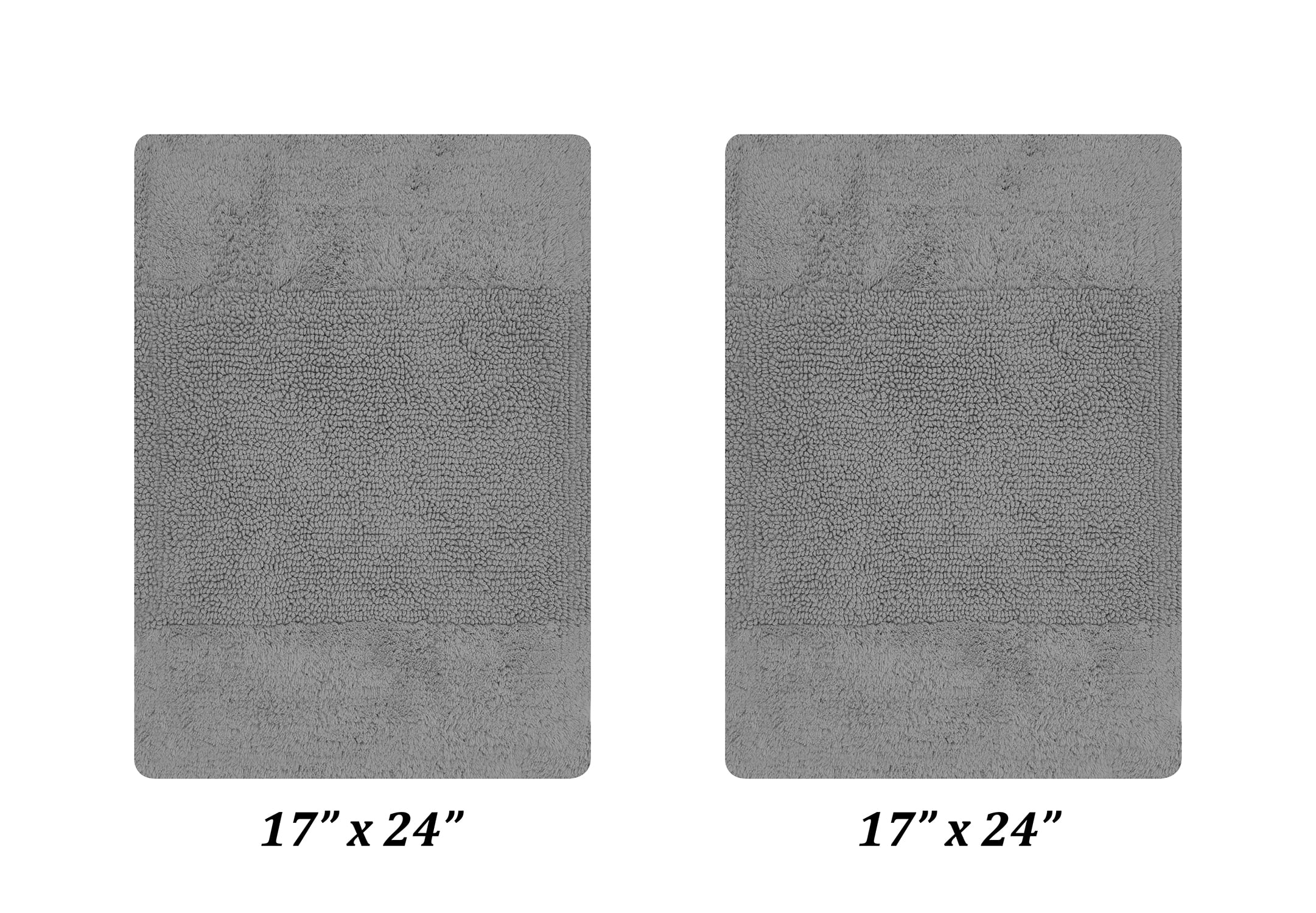 Better Trends 2 Piece Bathroom Rug Set, 100% Cotton, Extra Soft Tufted Bath Mat, Water Absorbent & Non Slip Bath Rug, (Gray) Granada Collection