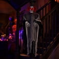 thumbnail image 4 of Clown Decor, 35*24in Ragged Gauze Horror Clown Ghost with LED Red Eyes, Door Hanging Prop, Spooky Ornament for Outdoor Yard, Porch, Entryway, Halloween Haunted Door Decoration, 4 of 7