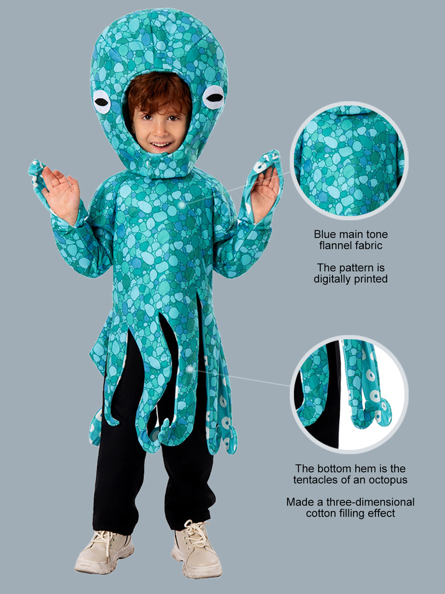Déguisement Pieuvre/poulpe Adulte Taille Unique - Costume Bleu Tout-en-un, Thème Mer, Carnaval, Halloween