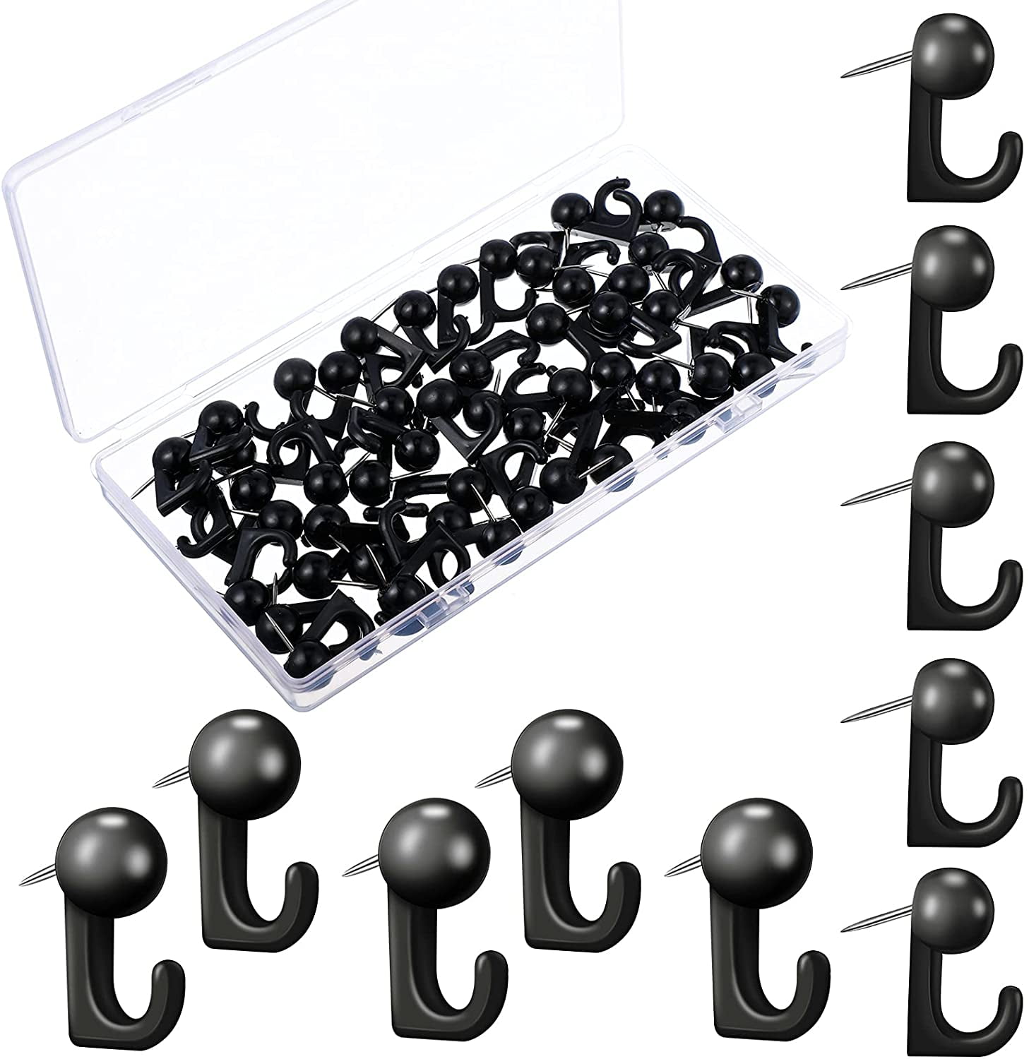 50 Pieces Push Pin Hooks Plastic Heads Pin Tacks Wall Thumb Tacks
