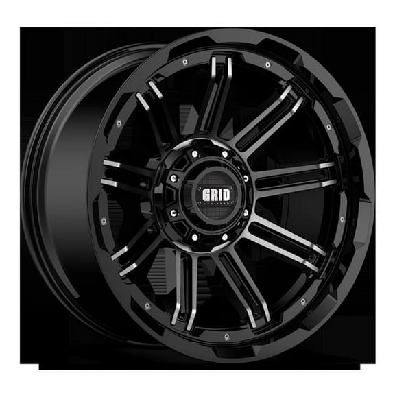 Grid Wheels H2152S287 20 x 10 in. 5 x 127 mm Bolt Pattern, -25 mm Offset & 87.1 mm Center Bore GD18 Series Gloss Black & Machined Wheel