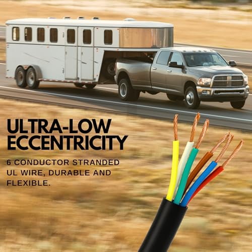 6 Way Trailer Wire 14 AWG/Gauge CCA 6 Conductor Copper Clad Aluminum 25FT