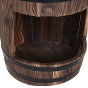 Outsunny 23 H Outdoor Water Fountain Wood and Metal Rustic Apple Barrel Pump Garden Decor for Outside Backyard