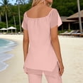 thumbnail image 5 of Vekome Womens Blouses Plus Size Short Sleeve T Shirts Flowy Square Neck Elegant Pullover Chiffon Solid Color Tunic Summer Tops, 5 of 7