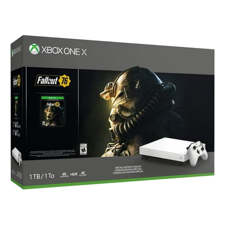Microsoft Xbox One X White Special Edition 1TB/2TB Fallout 76 Bonus Bundle: Fallout 76, Xbox Wireless Controller, Xbox One X 4K HDR Console - White