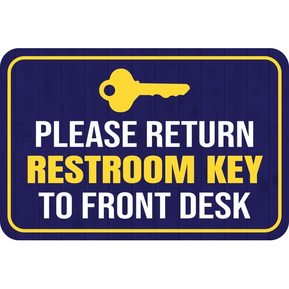 Classic Framed Plus Please Return Restroom Key To Front Desk Wall or Door Sign | Friendly Public Bathroom Signage - Large