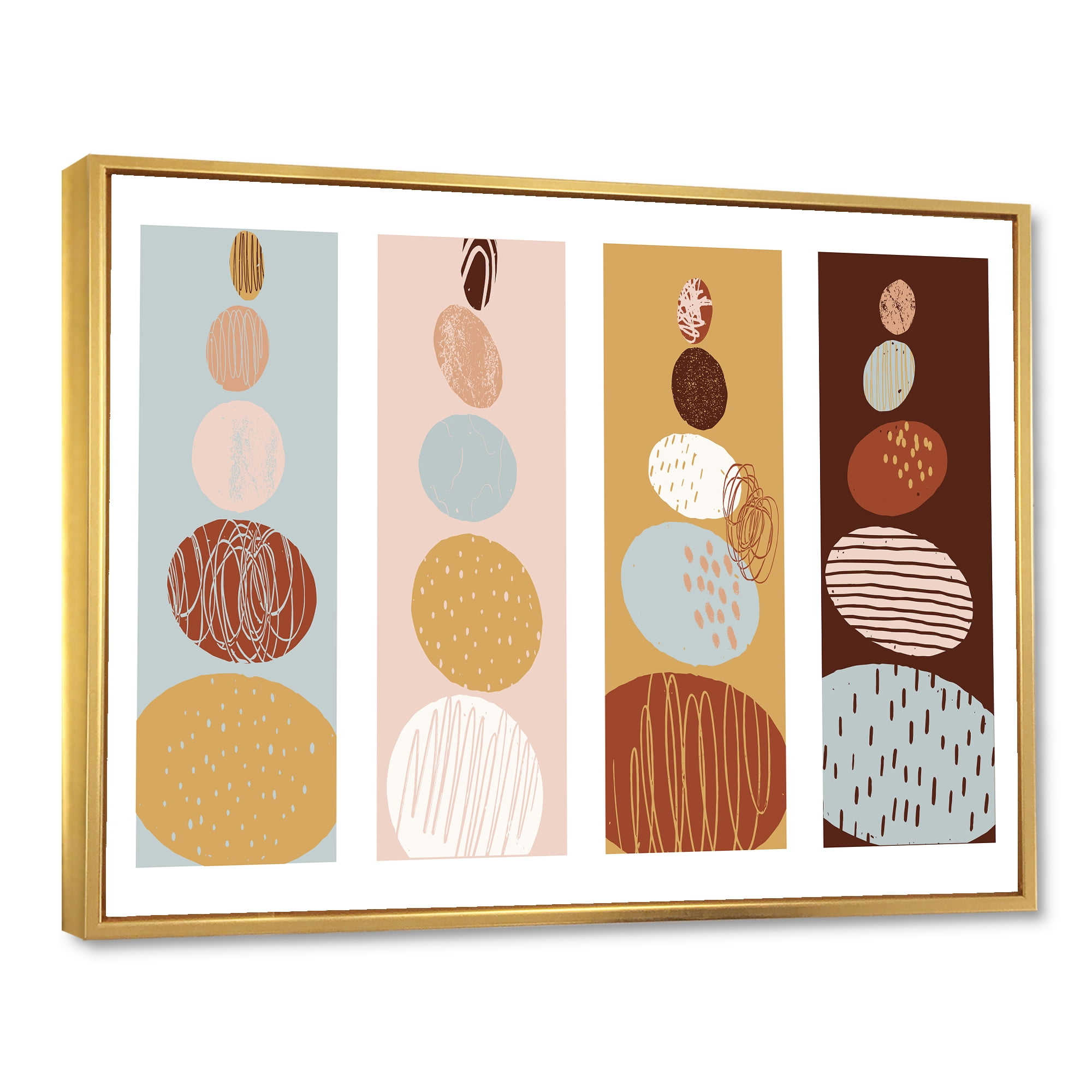 Designart 'Compostion Minimalistic of Organic Shaped Pebbles' Modern Framed Canvas Wall Art Print