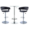 thumbnail image 2 of Powell Nellie 3-Piece Metal and Glass Pub Table Set, Black Faux Leather, 2 of 5