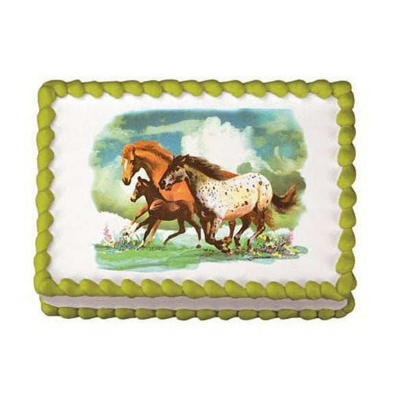 Whimsical Practicality's Wild Horses Edible Icing Image Cake Topper-1/4 Sheet or Larger