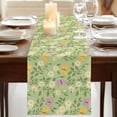 thumbnail image 3 of Spring Easter Table Runner, Watercolor Floral Daisy Butterflies Green Washable Cotton Linen Table Runners 108 Inches Long, Dresser Scarf Runner for Dining/Living Room/Kitchen/Square Tables 13''x108'', 3 of 9