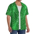 thumbnail image 2 of Balery Shiny round green sequins Pattern Men's Casual Button Down Shirt Short Sleeve Textured Summer Cuban Beach Shirts-, 2 of 5