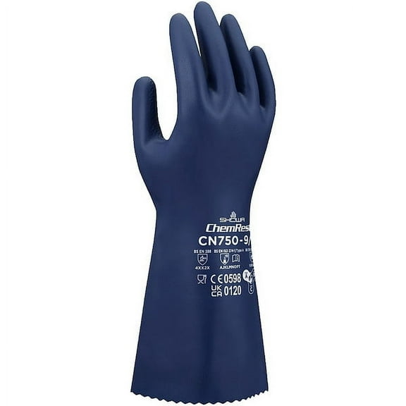 Showa Chemical-Resistant Gloves,Blue,XL/10,PR CN750XL-10