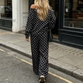 thumbnail image 6 of hoksml Women's Polka Dot Two Piece Outfit Off Shoulder Top Wide Leg Pants Casual Lounge Set Comfort, 6 of 7