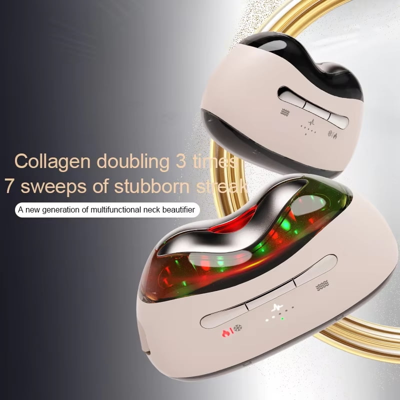iKeener Advanced Neck & Face Beauty Device with EMS Microcurrent, Triple Color LED Light Therapy, and Dual Temperature Face Neck Sculpting Massager