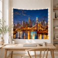 thumbnail image 5 of City Skyline and Bridge Reflected on Water, Nostalgic Retro Style for Travel Lovers, City Wall Art, Housewarming Gift, Tapestry Wall Hanging for Bedroom and Living Room, 5 of 7