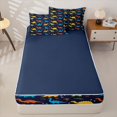 thumbnail image 4 of Homewish Kids Cartoon Dinosaur Zipper Twin Comforter Sets with Fitted Sheet and 2 Pillowcases,Jungle Dino 3D Ancient Animals Zipper Bedding Set For Boys,Colorful Wildlife,Reversible,4 Pieces, 4 of 7