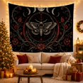 thumbnail image 3 of Symmetrical Moth with Crescent Moons and Red Vines on Black Background, Mysterious Gothic for Dark Art Lovers, Mystical Wall Art, Halloween Gift Tapestry Wall Hanging for Bedroom and Living Room, 3 of 7