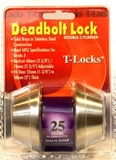 Toledo T-Locks Classic Double Cylinder Keyed Deadbolt  in Stainless Steel - Universal/Reversible
