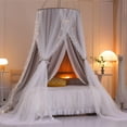thumbnail image 4 of Double Layer Princess Round Dome Canopy Bed Curtain for Girls Adults,Children Dreamy Mosquito Net,Cute Bedroom Decoration Castle Play Tent Reading Nook Canopies(Dome-Grey/White), 4 of 14