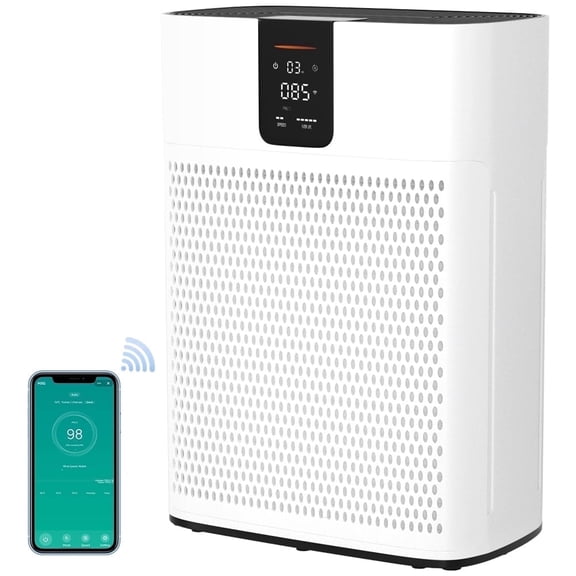 Air Purifier for Large Bedrooms & Homes 2400 Sq Ft- Quiet 15dB Sleep Mode, Smart App Control, 2 Filters for Pet Hair, Dander, Odor, Smoke & Dust