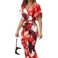 thumbnail image 4 of SDONGRUG Robe Chemise Longue Taille Haute à Manches Courtes Imprimée pour Femmes Été 2024, 4 of 8