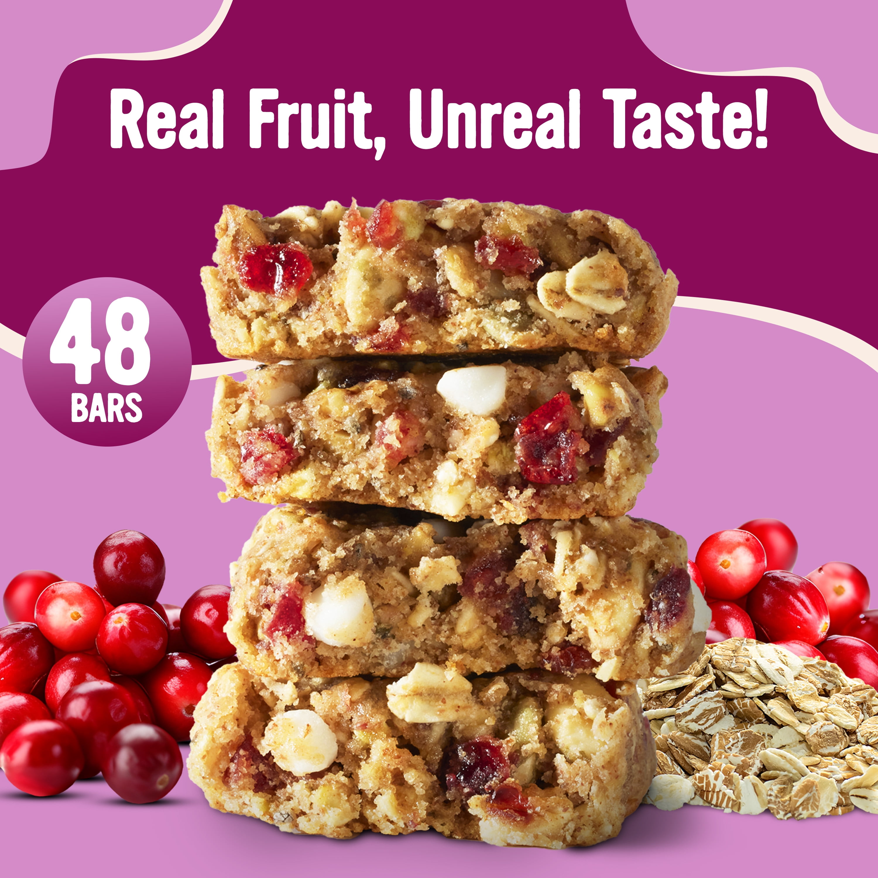 Cooper Street Granola Bakes Oatmeal Cranberry - Soft Breakfast Granola Bars Bulk - Nut, Soy & Dairy Free - 110 Cal - 48ct