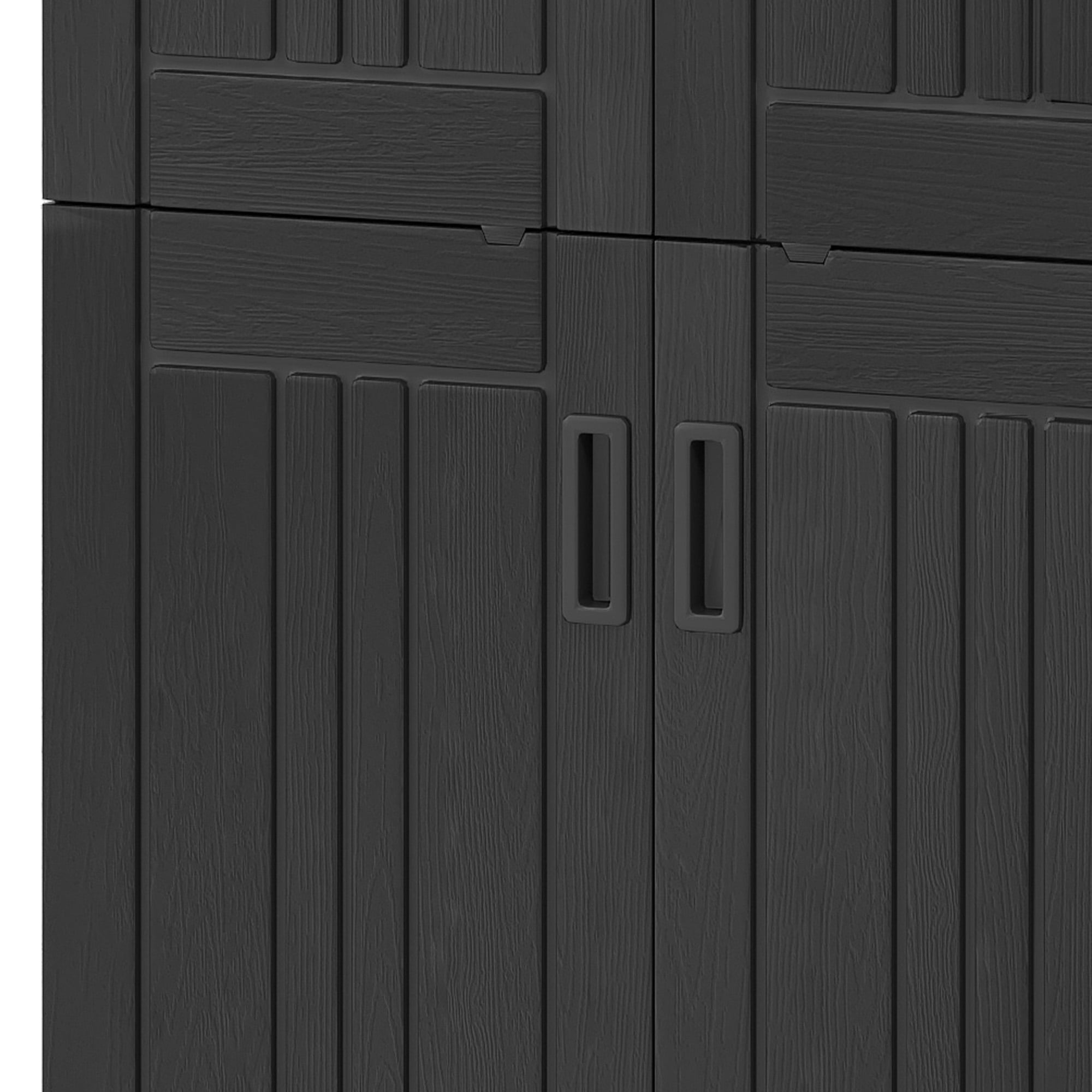 Dextrus Outdoor Storage Shed with 4 Shelves, Weatherproof Resin Storage with Lockable Lid, Dark Gray