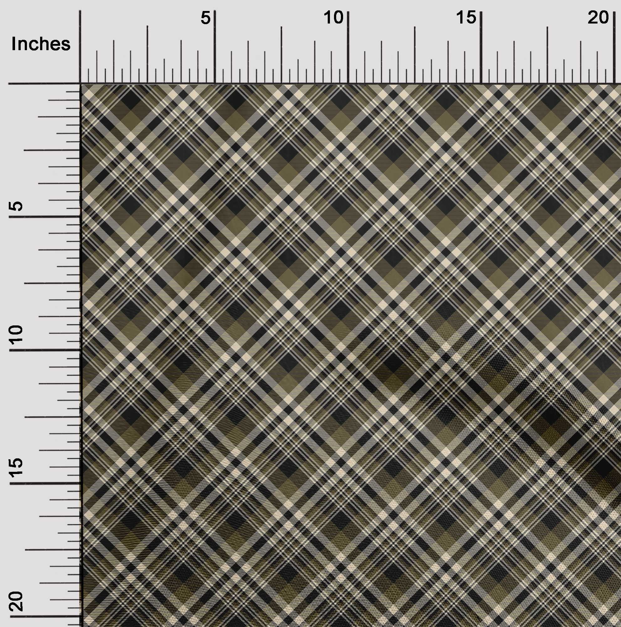 oneOone Cotton Poplin Dark Olive Green Fabric Plaid Quilting Supplies Print Sewing Fabric By The Yard 42 Inch Wide