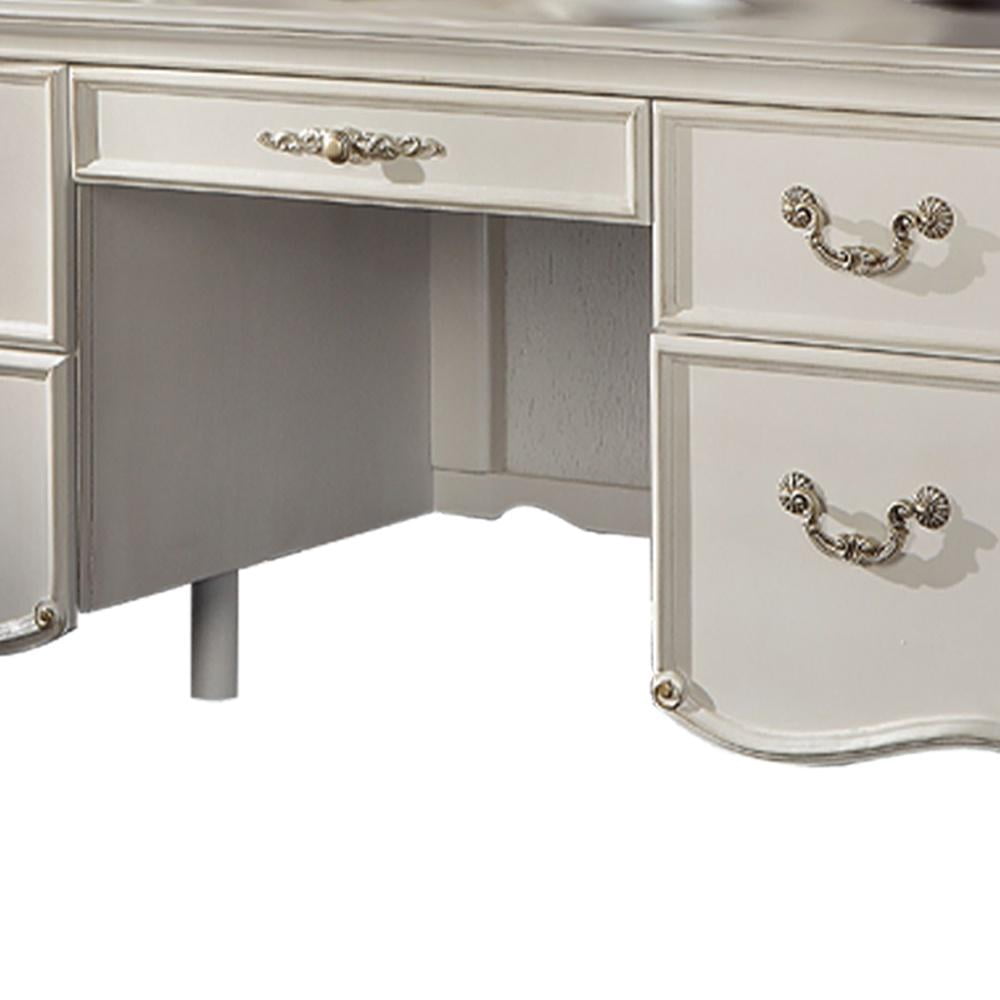 ACME Vendome Transitional Wooden Executive Writing Desk in Antique Pearl